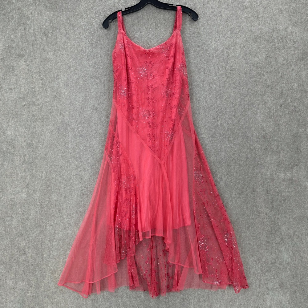 Aspeed High Low Formal Dress Womens Large Pink Glitter Mesh Corset Back Fairy